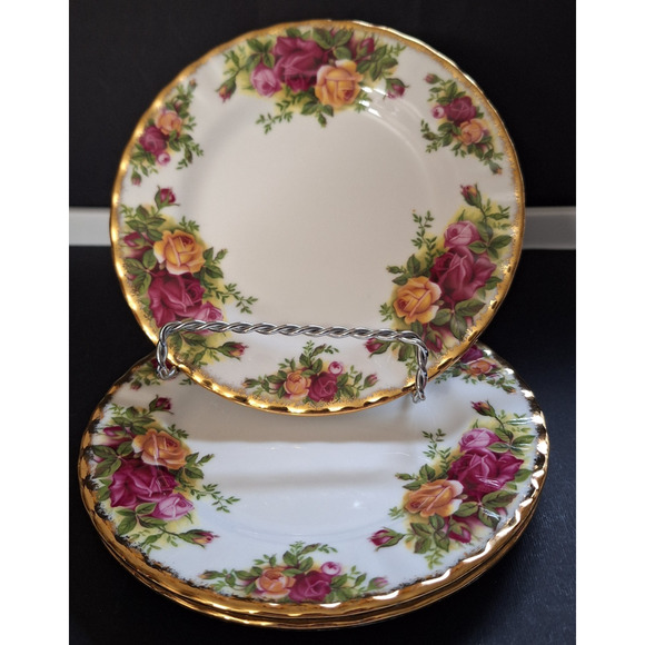 3 1962 Royal Albert Old Country Roses 6 1/4" Bread & Butter Plates Bone China - Picture 1 of 4